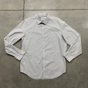 Calvin Klein Shirt Mens XL Gray Infinite Cool Non-Iron Button Down Micro Check